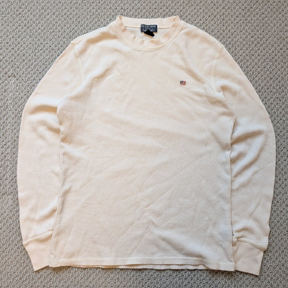 VTG Polo Jeans Co Ralph Lauren Waffle Knit Thermal Shirt - Medium - Cream